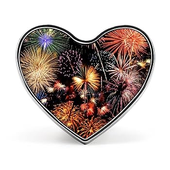 Amazon.co.jp: 花火 ハート型のバッジ ピン ブローチ 認識ボタン